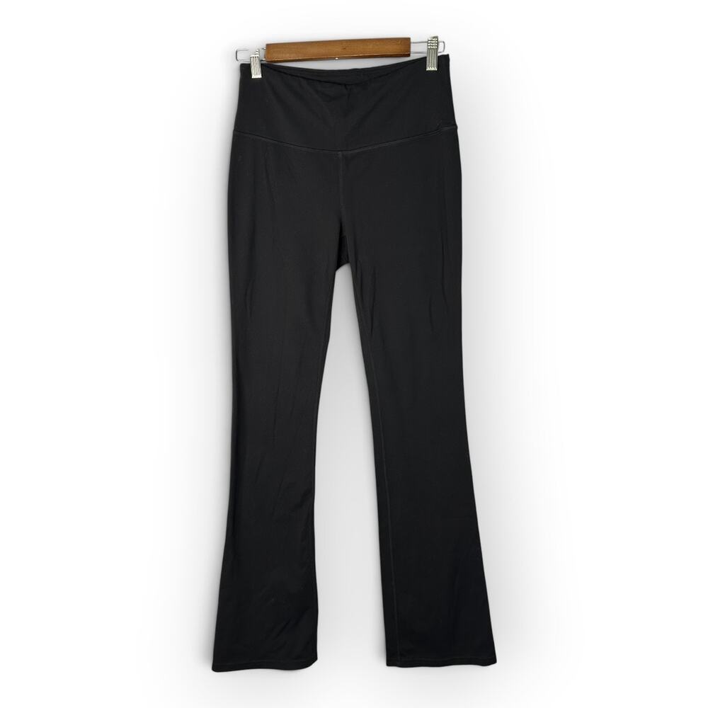 Prana Womens M Black Transform Flare Pants Leggings Back Pockets Yoga